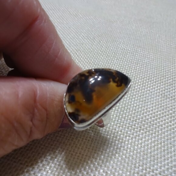 Natural MONTANA AGATE Handmade Sterling 925 Ring Size 6.5 #188C - Picture 1 of 3